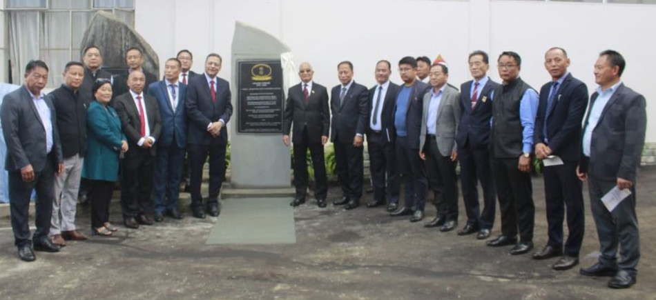 Justice HK Sema, Former Judge, Supreme Court, unveiling the Golden Jubilee monolith of the Gauhati High Court, Kohima Bench on December 1. (Morung Photo)
